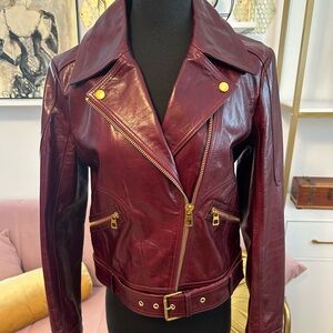 Women's Burgundy Leather Jacket